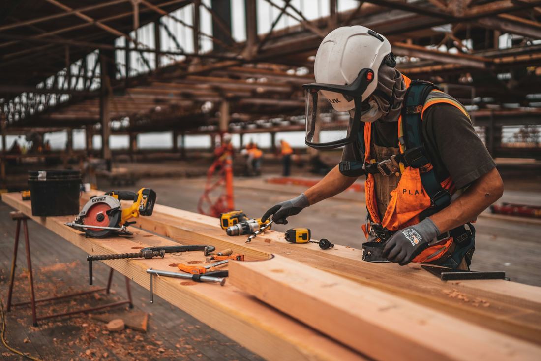 Site craftsman at work on a construction project