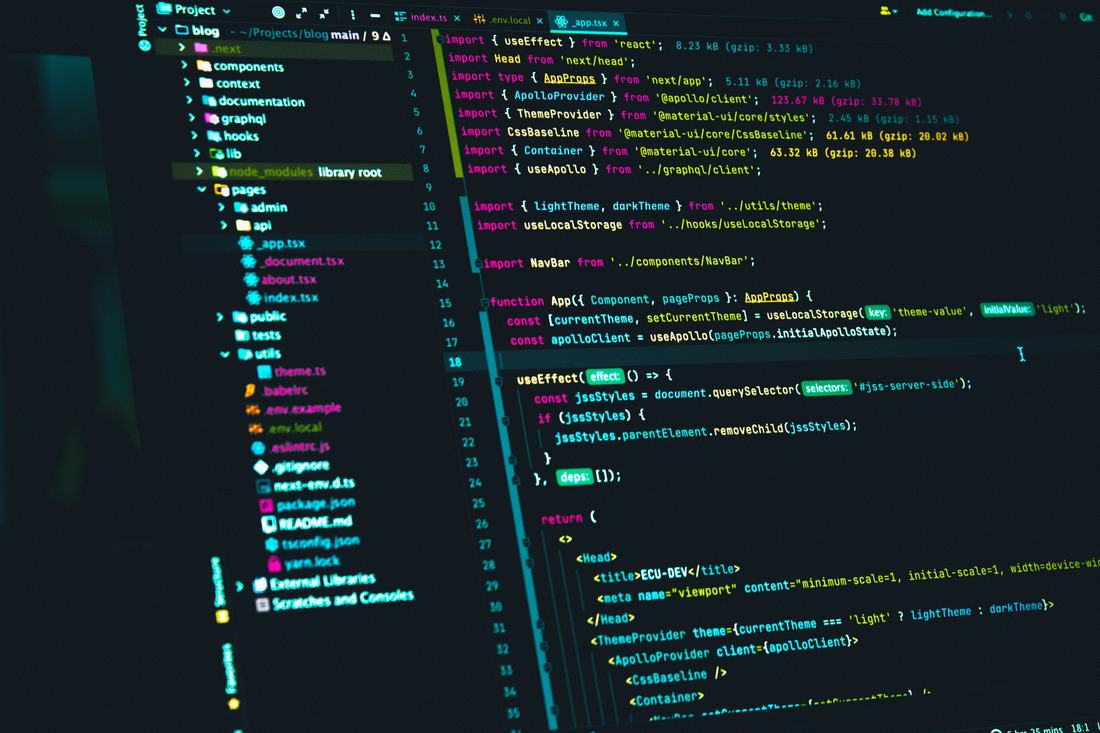 Developer working on a web application